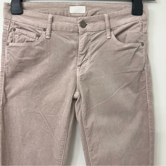 MOTHER The Looker Ankle Skinny Velvet Pants in Beige/Cream colour - Picture 4 of 13